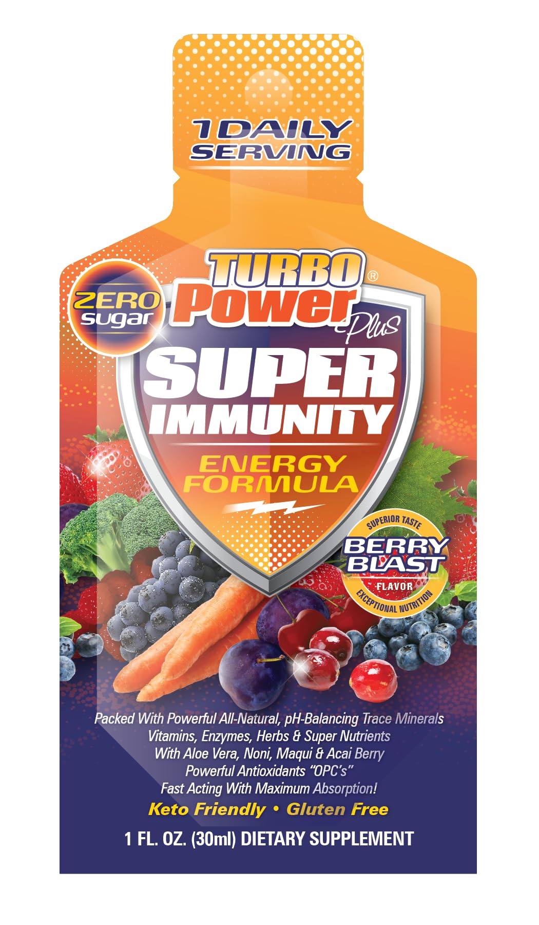 Ingredient blend showing antioxidants, vitamins and minerals