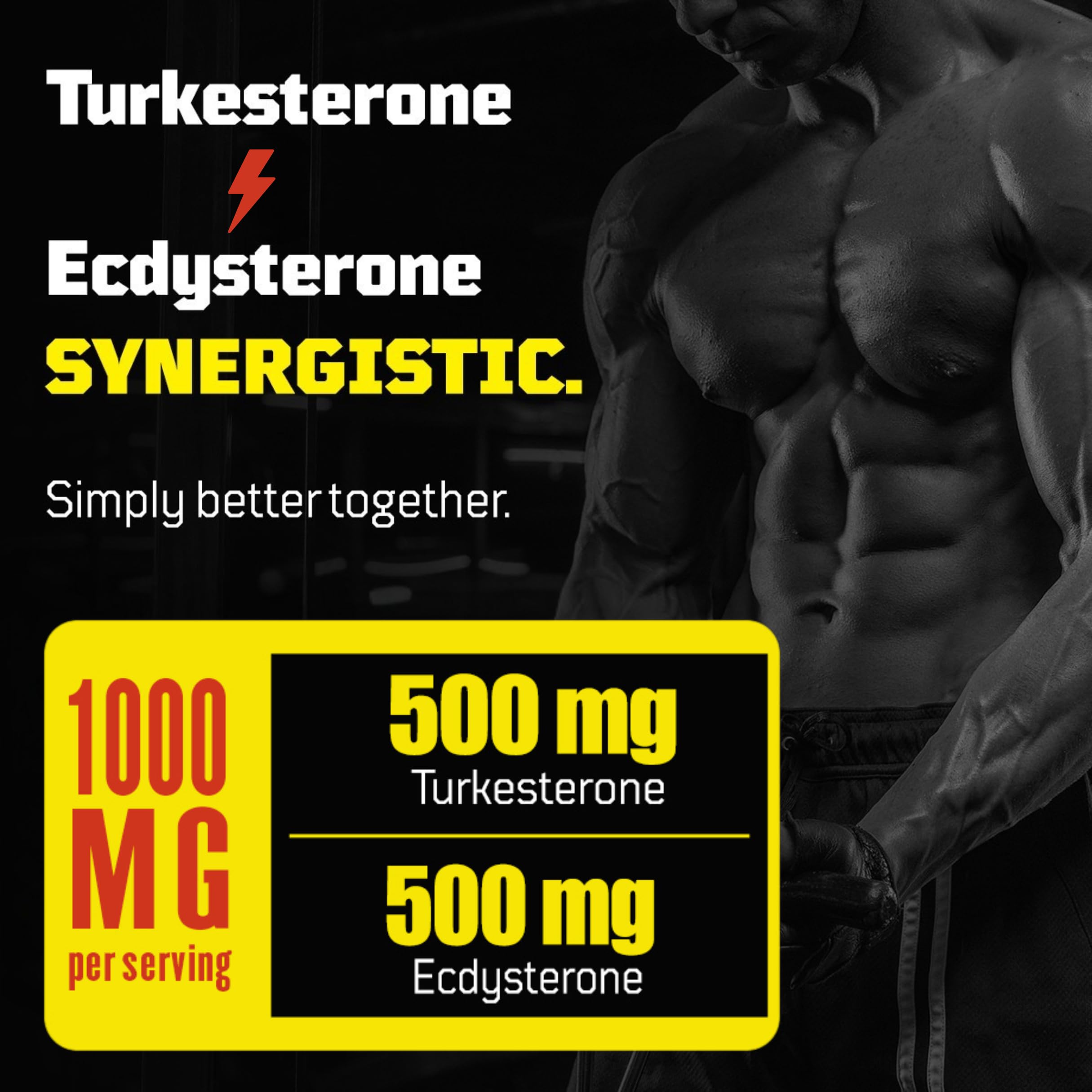 Serving diagram showing 500mg Turkesterone + 500mg Ecdysterone
