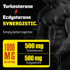 Serving diagram showing 500mg Turkesterone + 500mg Ecdysterone