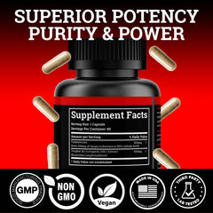 Product label highlighting Turkesterone 500mg with Tongkat Ali extract