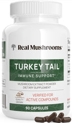 Real Mushrooms Turkey Tail Capsules bottle on white background