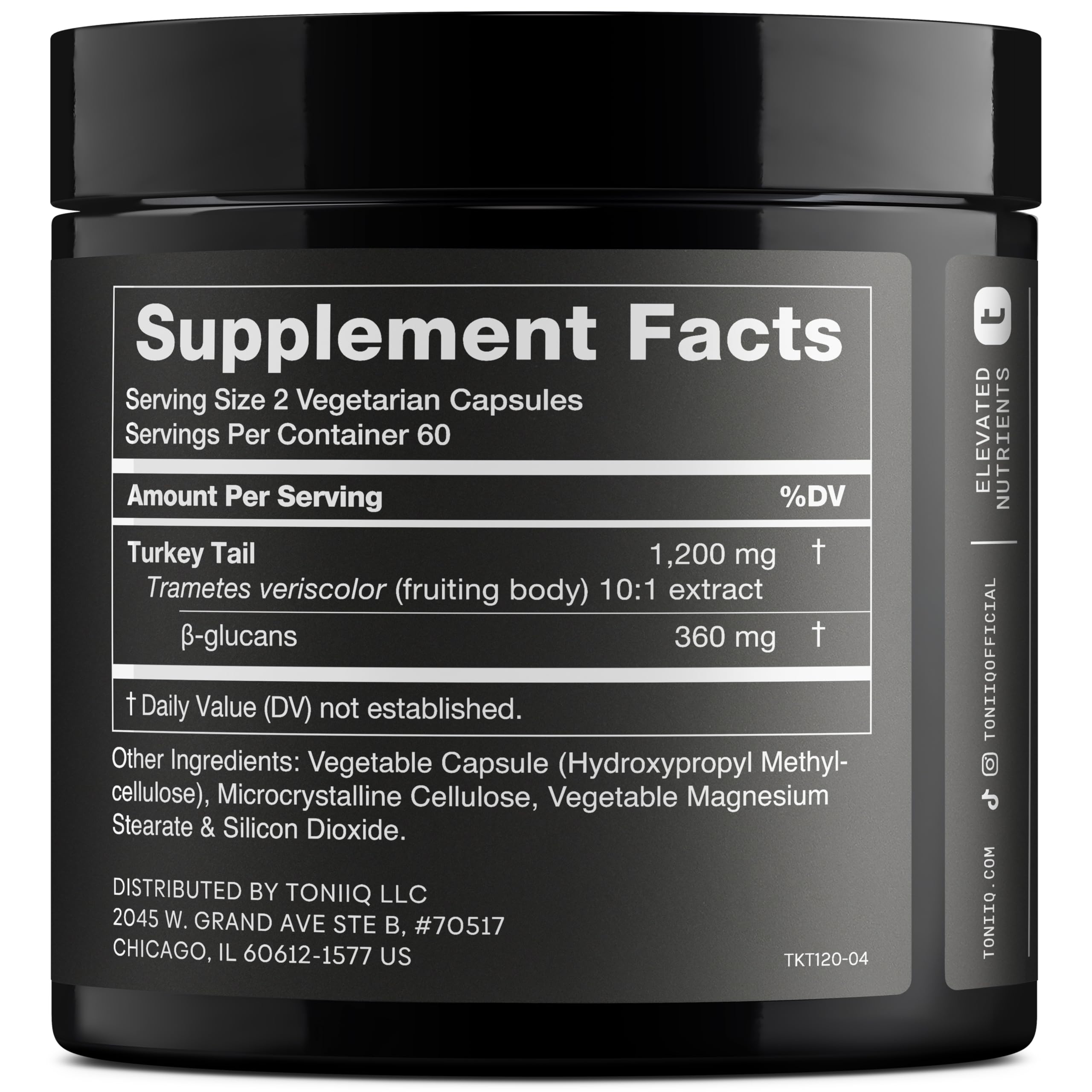 Close-up of Turkey Tail capsules and packaging