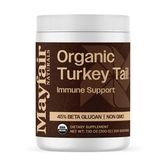 Organic Turkey Tail Mushroom Powder bottle with label - 7.10 oz (200 servings)
