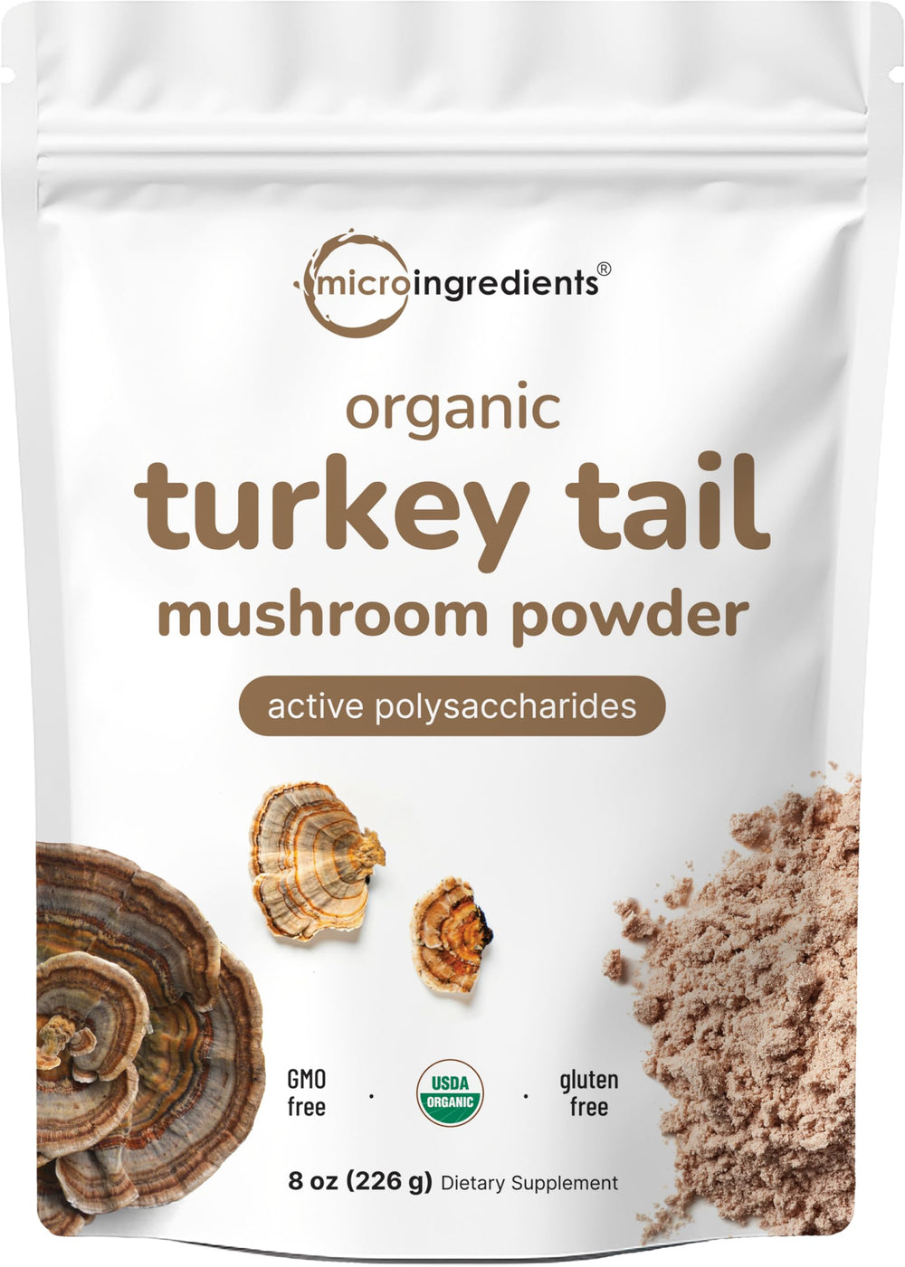 Organic Turkey Tail Mushroom Powder 50:1 Extract in 8 oz container