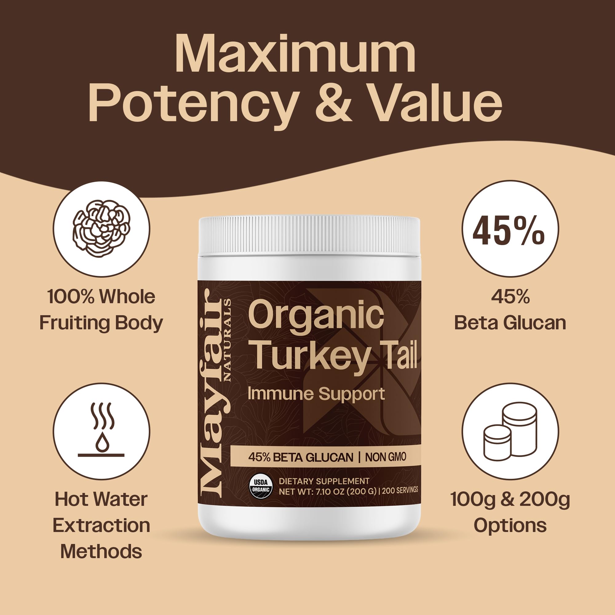 Hot water extraction process for Turkey Tail mushroom powder