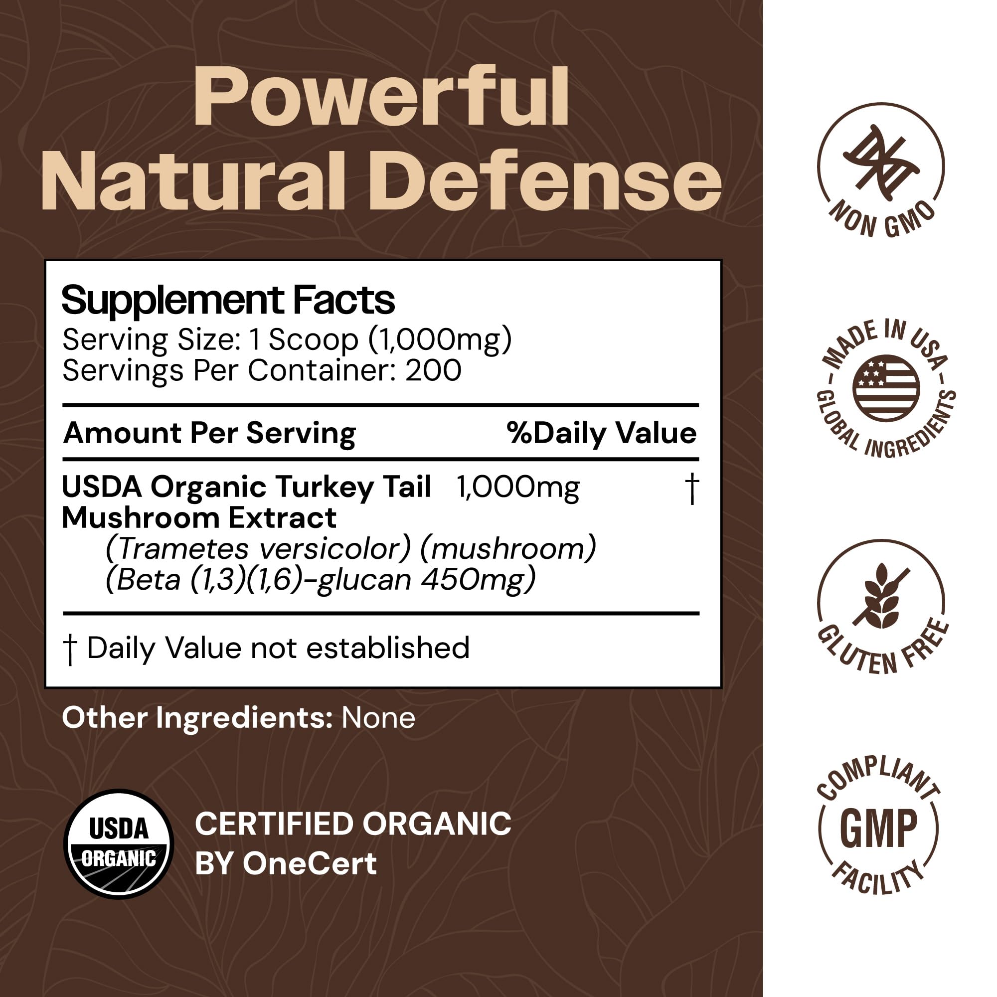 Close-up of Turkey Tail mushroom powder ingredients