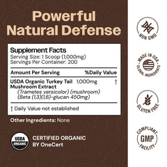 Close-up of Turkey Tail mushroom powder ingredients