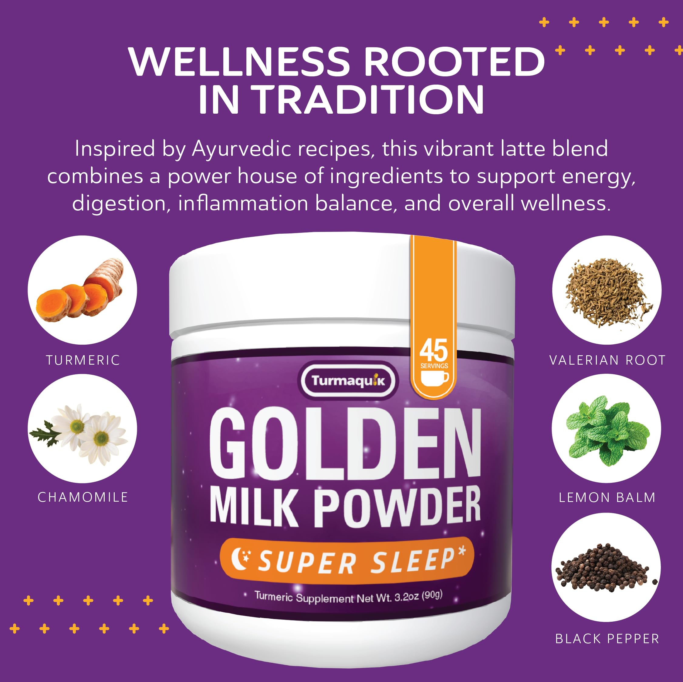 Blend of melatonin, valerian, chamomile, and lemon balm for sleep