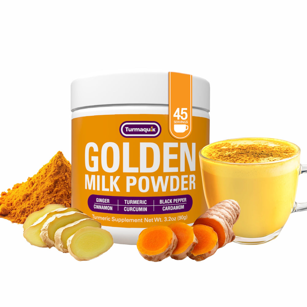 Turmaquik organic golden milk turmeric latte powder in a jar