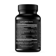 Label showing 95% curcuminoids standardized extract