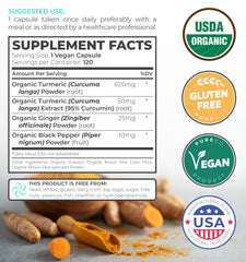 Close-up of turmeric curcumin 95% extract capsules