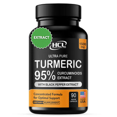 Turmeric Curcumin Extract 1500mg bottle label featuring 95% curcuminoids