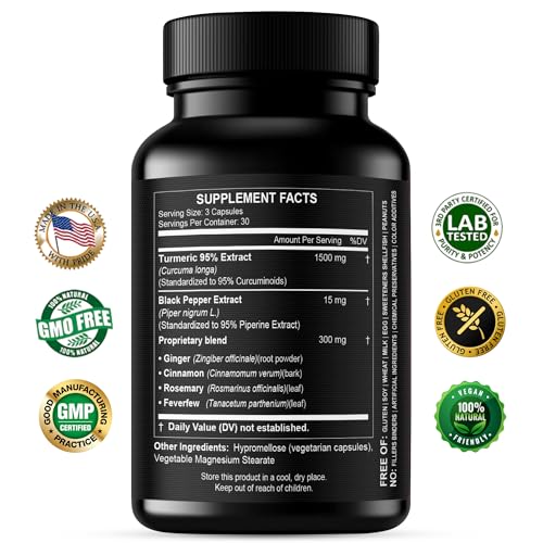 Ingredients: black pepper, ginger, and cinnamon with turmeric capsules