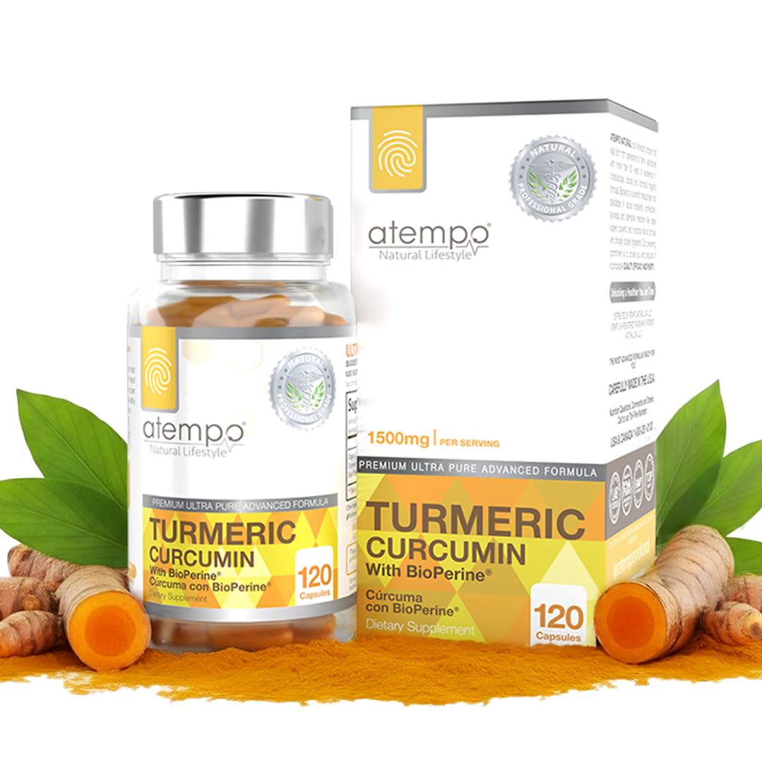 Front view of Turmeric Curcumin 1500mg with BioPerine bottle