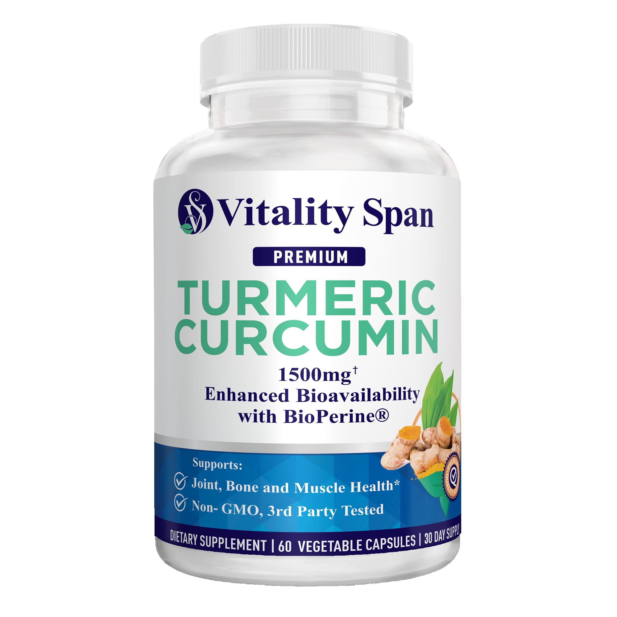 Bottle of Turmeric Curcumin 1500mg with BioPerine