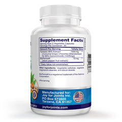 Product label showing 95% curcuminoids