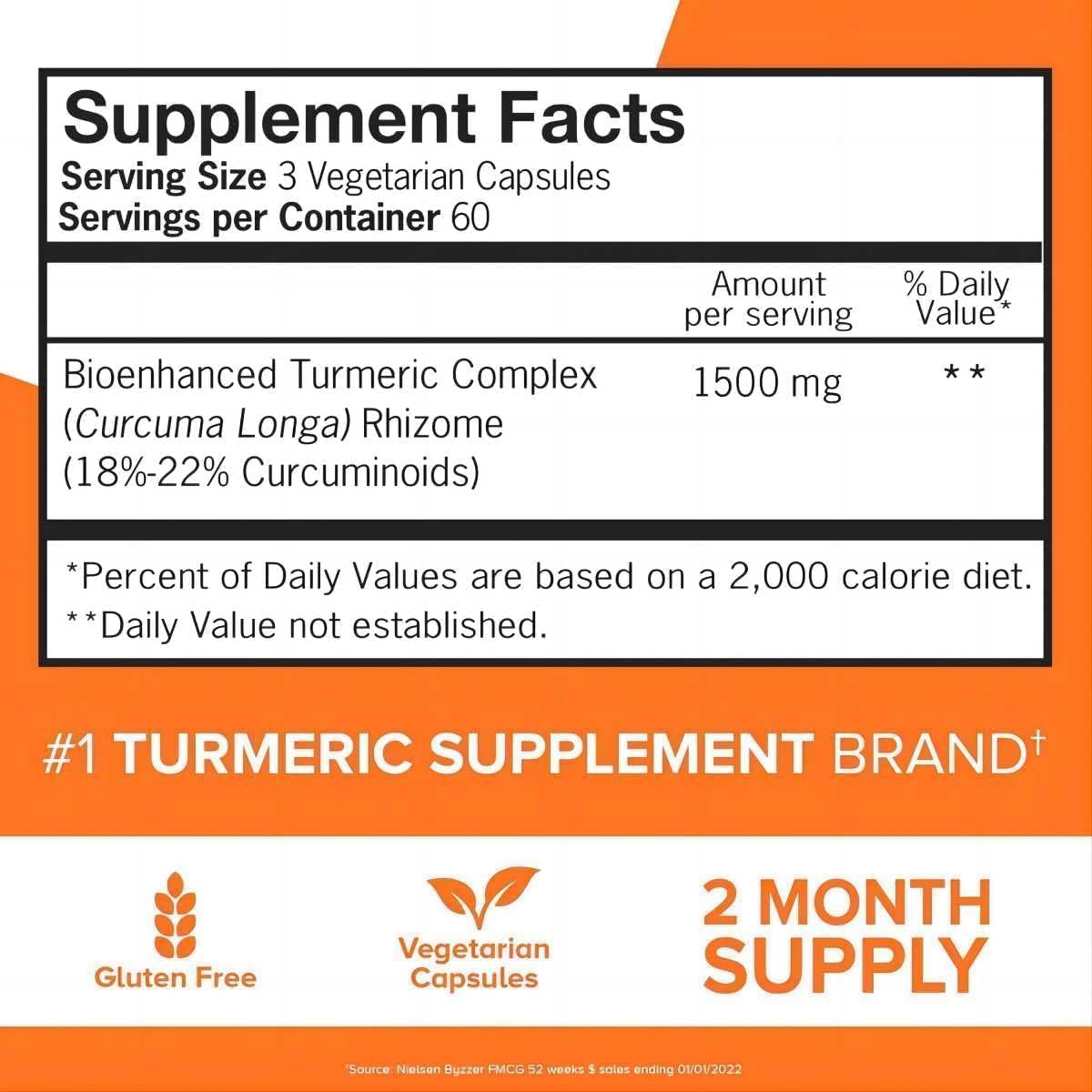 180-count bottle of Extra Strength Turmeric Curcumin supplement