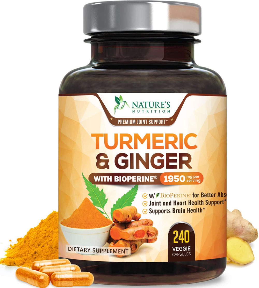 Turmeric Curcumin 1950mg bottle on white background