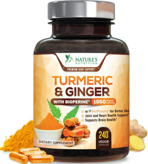 Turmeric Curcumin 1950mg bottle on white background