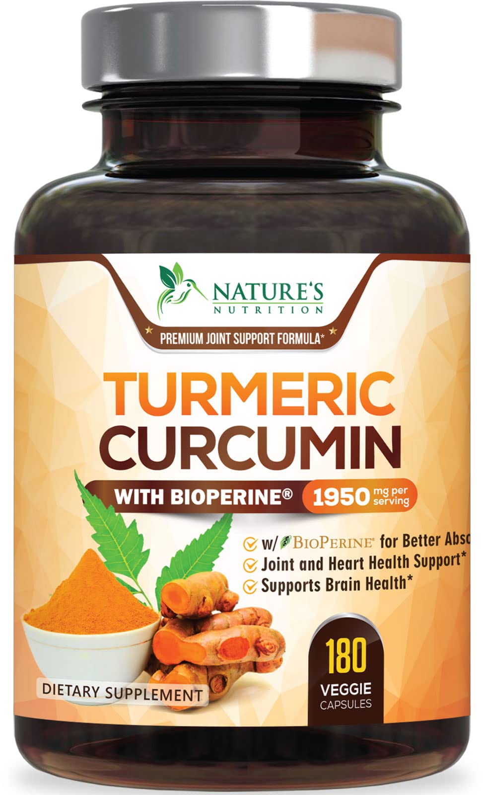 Turmeric Curcumin 1950mg with 95% curcuminoids and Organic Turmeric