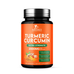 Front view of Turmeric Curcumin 2000mg bottle