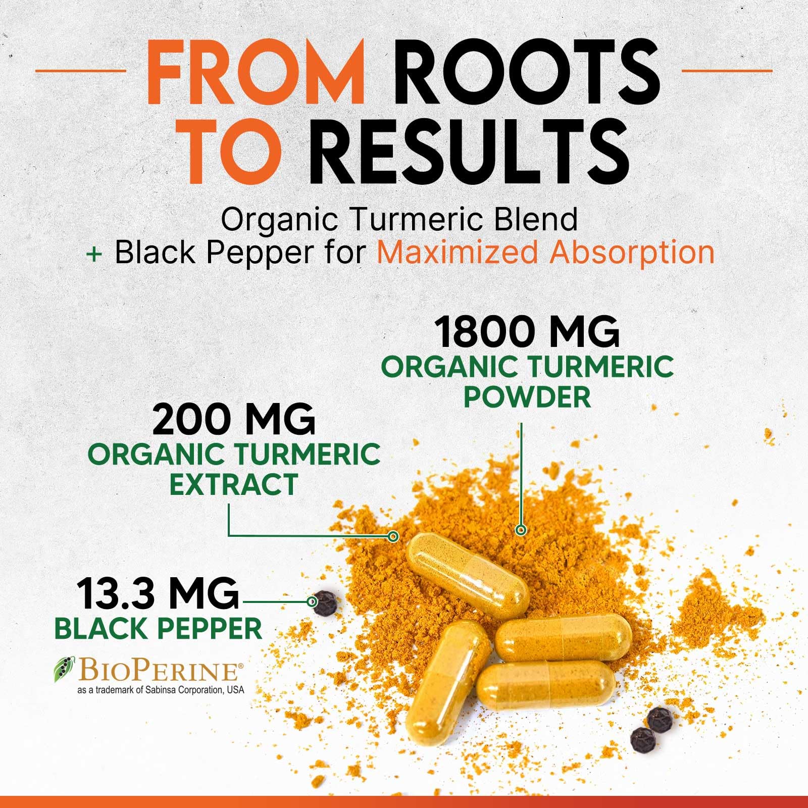 Close-up showing 95% curcuminoids