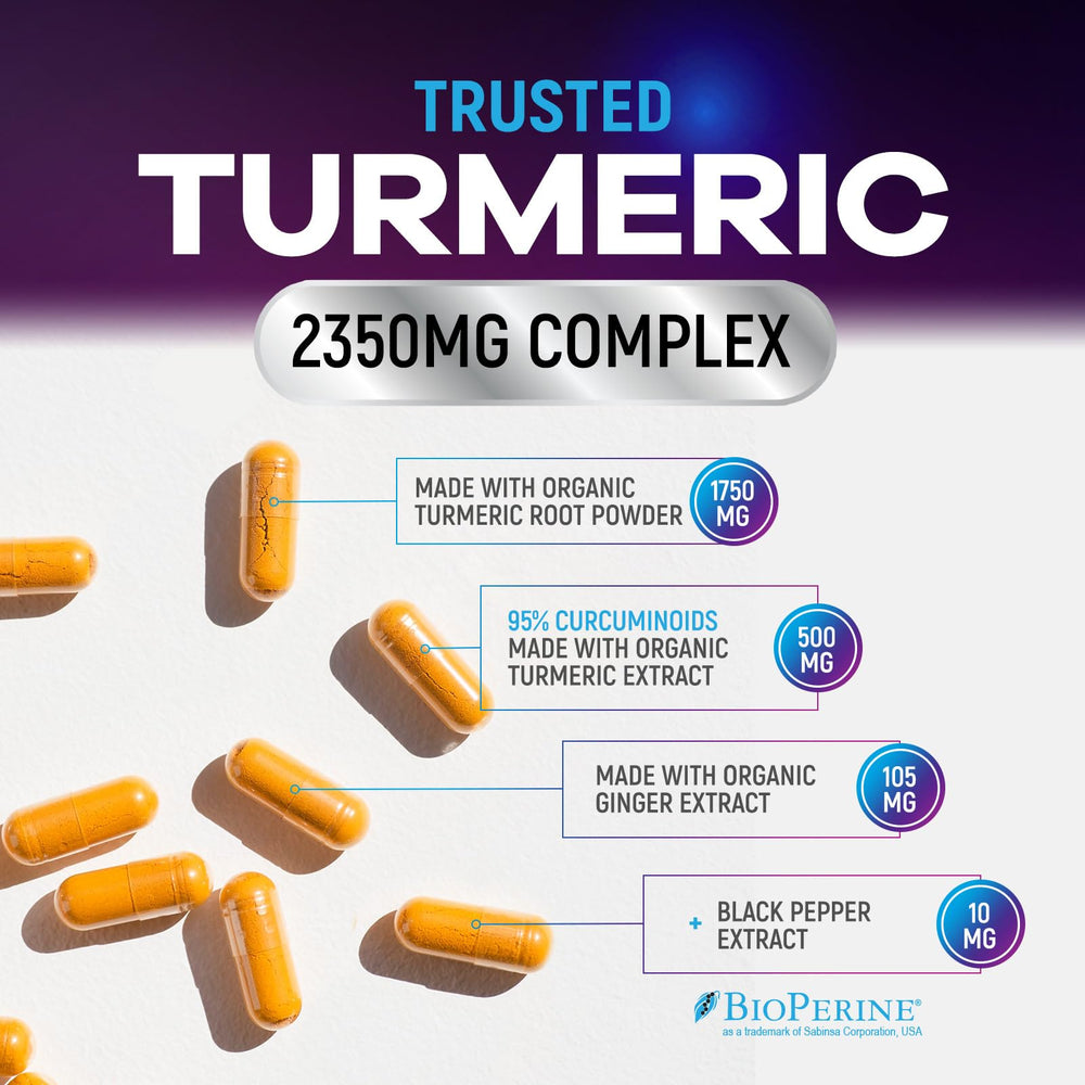 Vegan capsules in a bottle for Turmeric Curcumin
