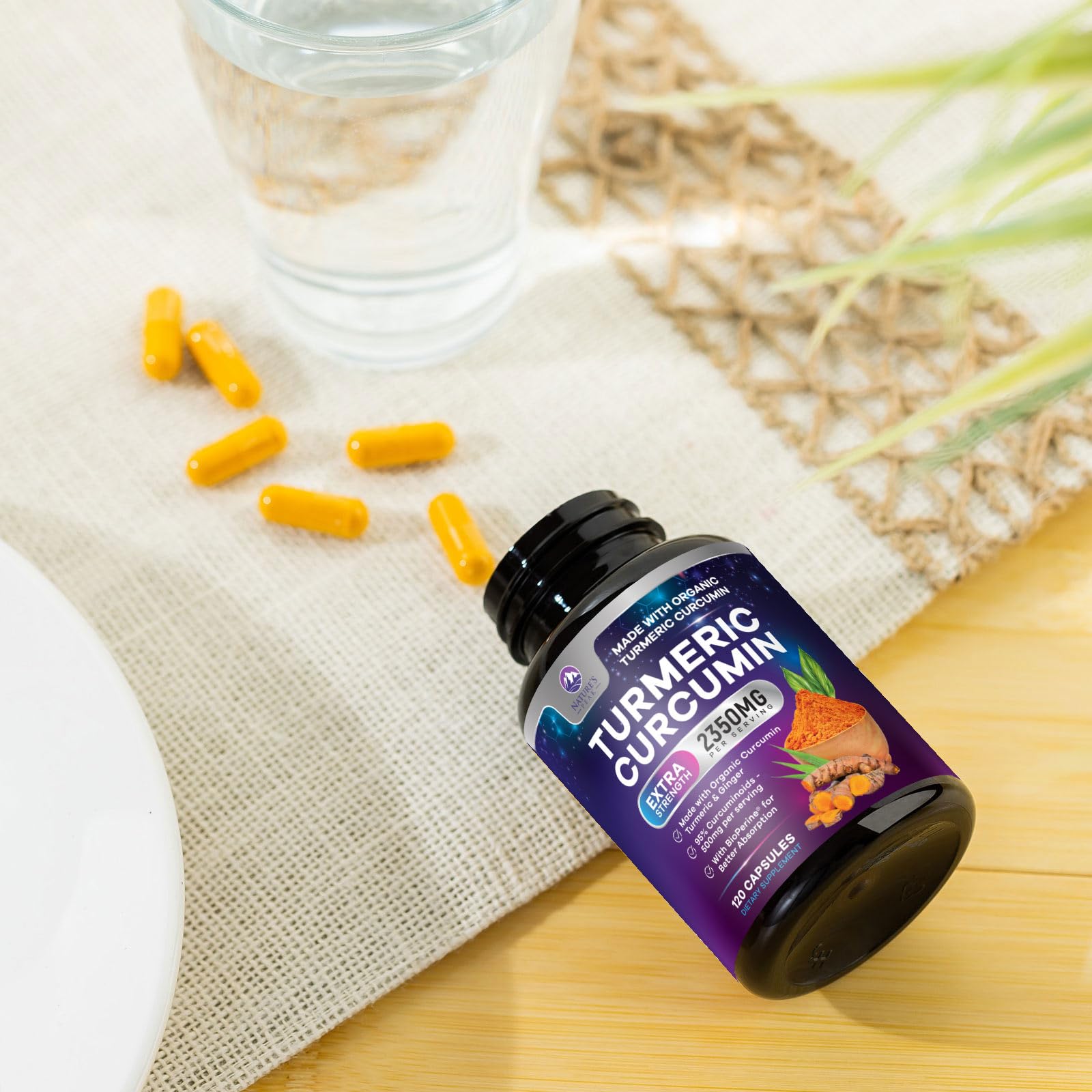 Packaging and bottle displayed on countertop