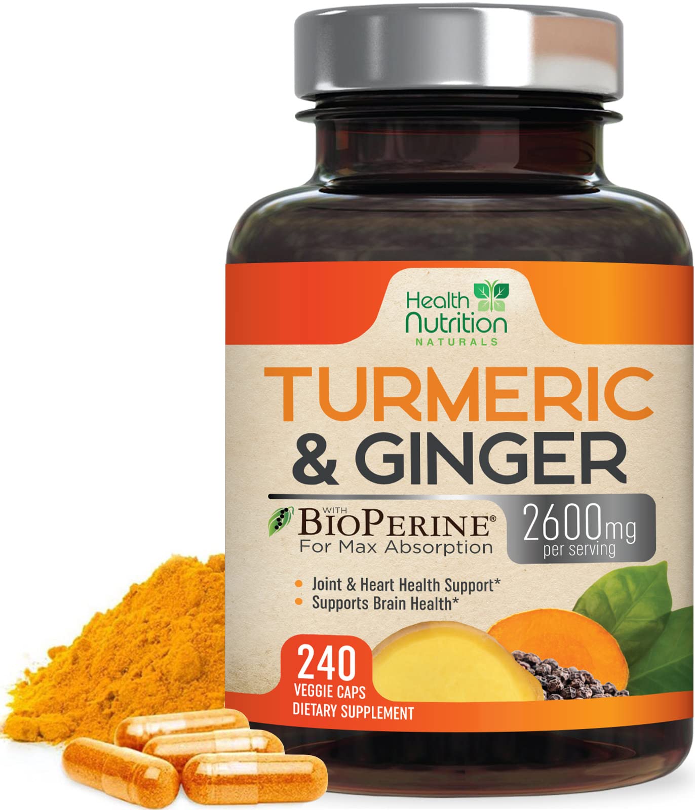 Turmeric Curcumin 2600mg with Ginger and Bioperine
