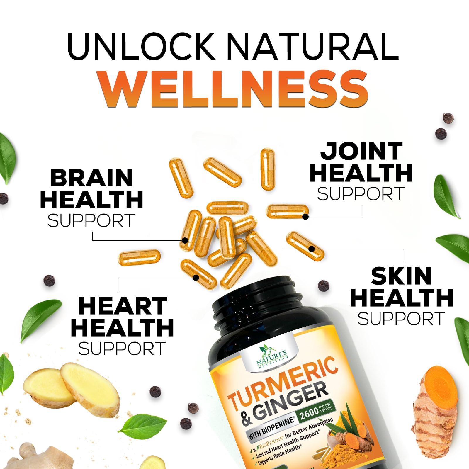 Organic and plant-based turmeric curcumin capsules