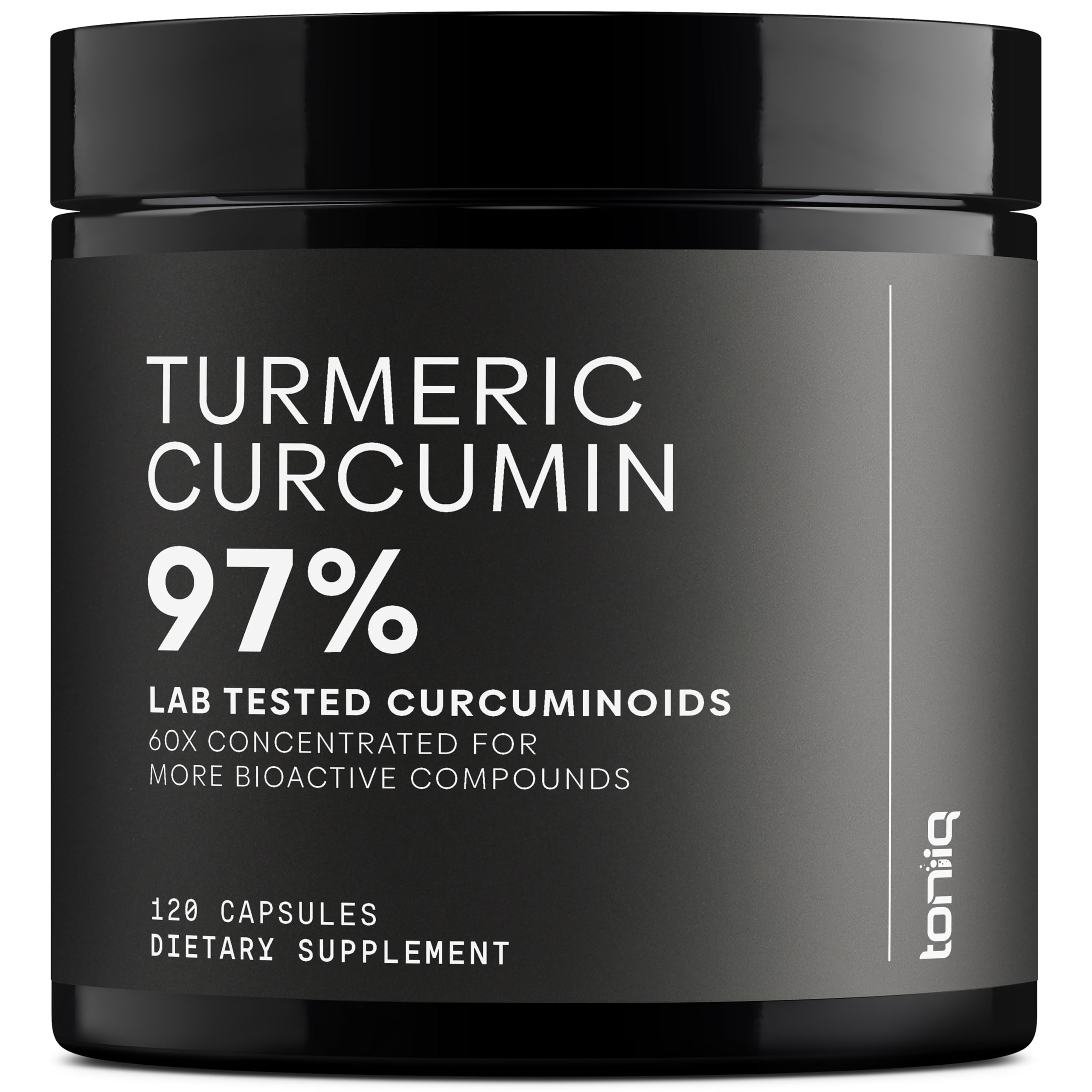 Bottle of Turmeric Curcumin 60:1 extract with 1200mg per serving
