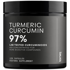 Bottle of Turmeric Curcumin 60:1 extract with 1200mg per serving