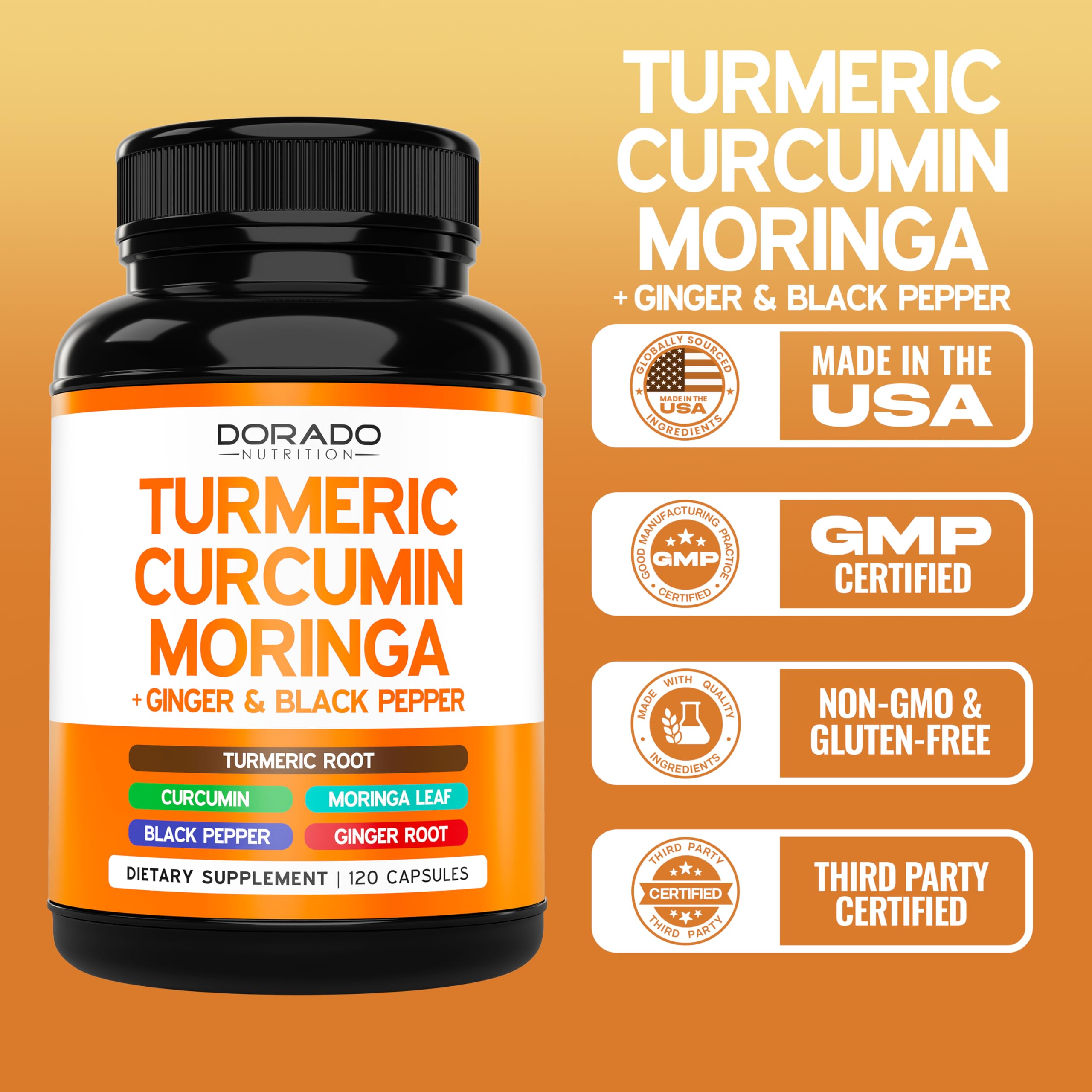 Label highlighting 95% curcuminoids and 4-month value