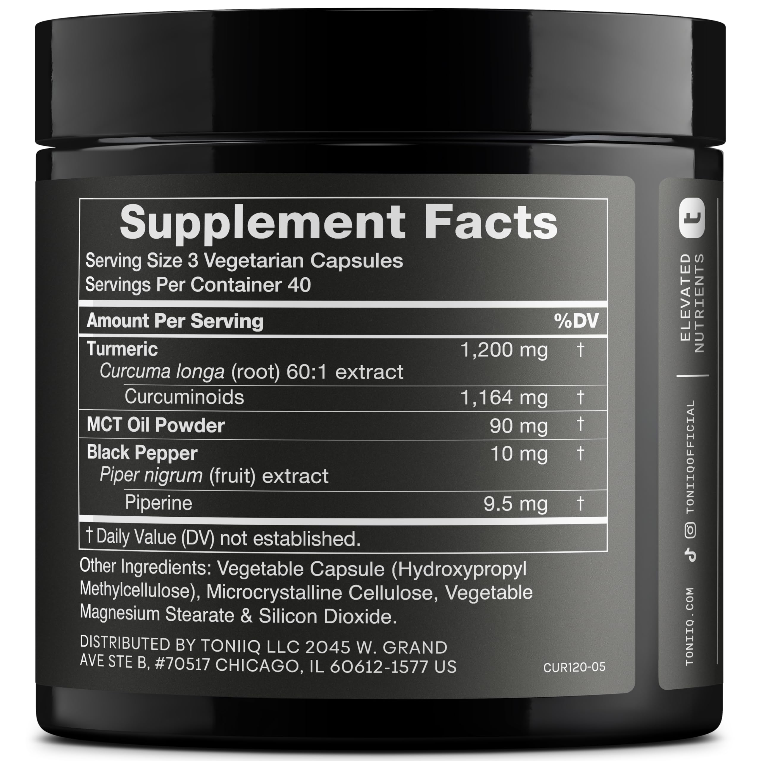 Label showing 97% curcuminoids