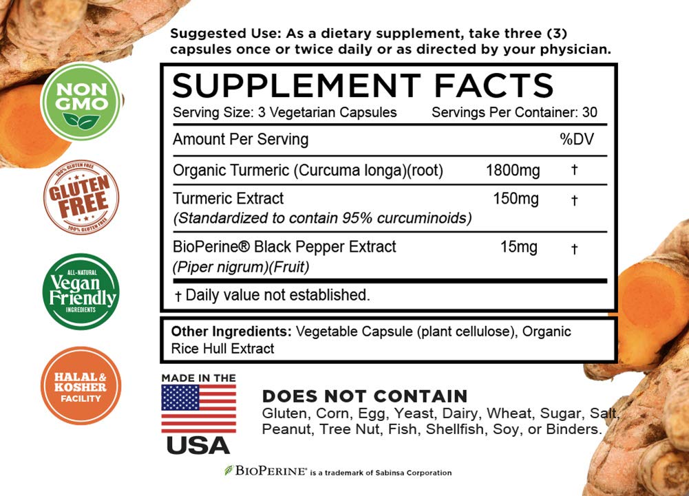 Antioxidant health benefits of turmeric curcumin