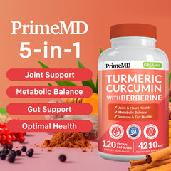 Close-up of turmeric-curcumin capsules with berberine, cinnamon and ginger