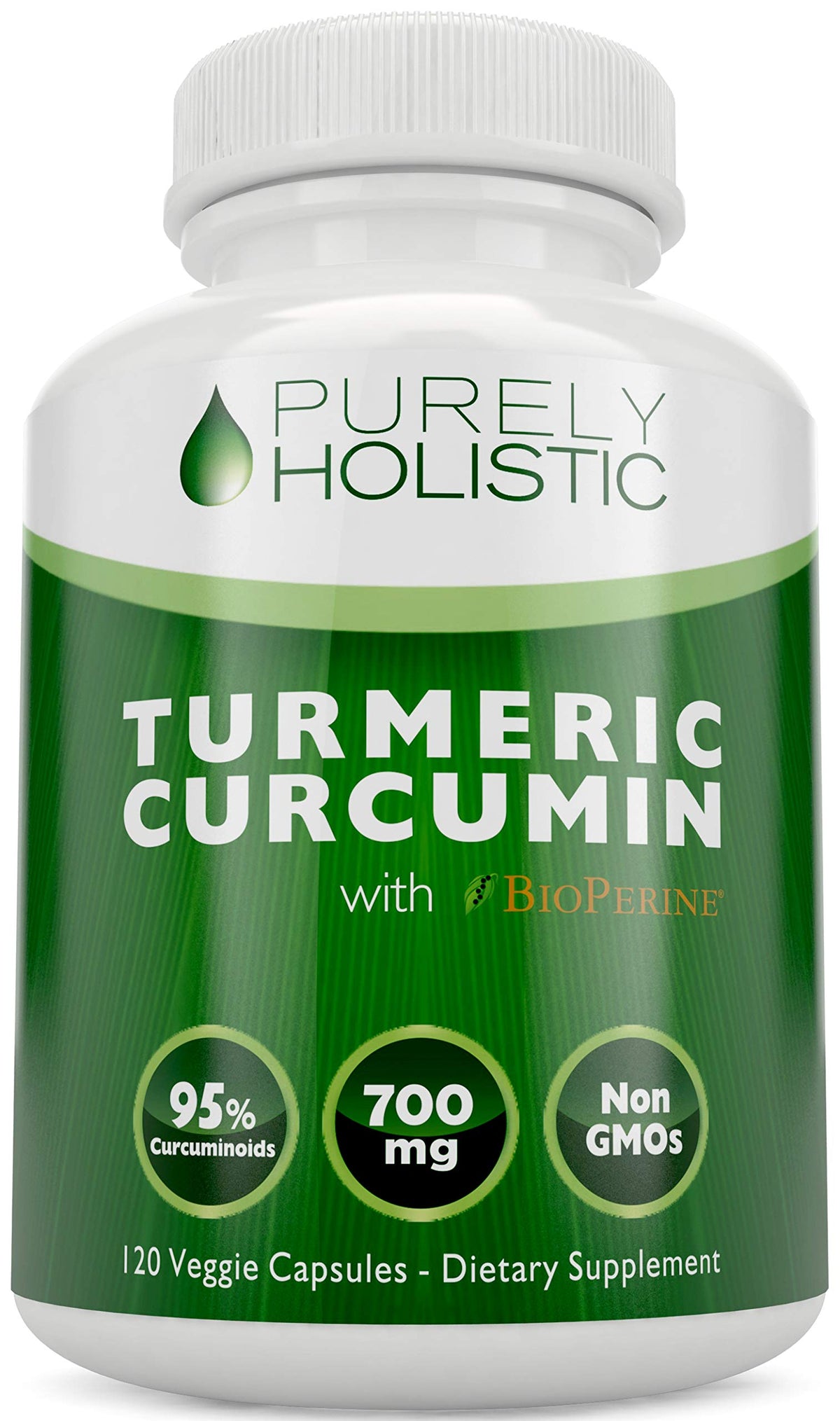Bottle of Turmeric Curcumin with BioPerine 120 vegan capsules
