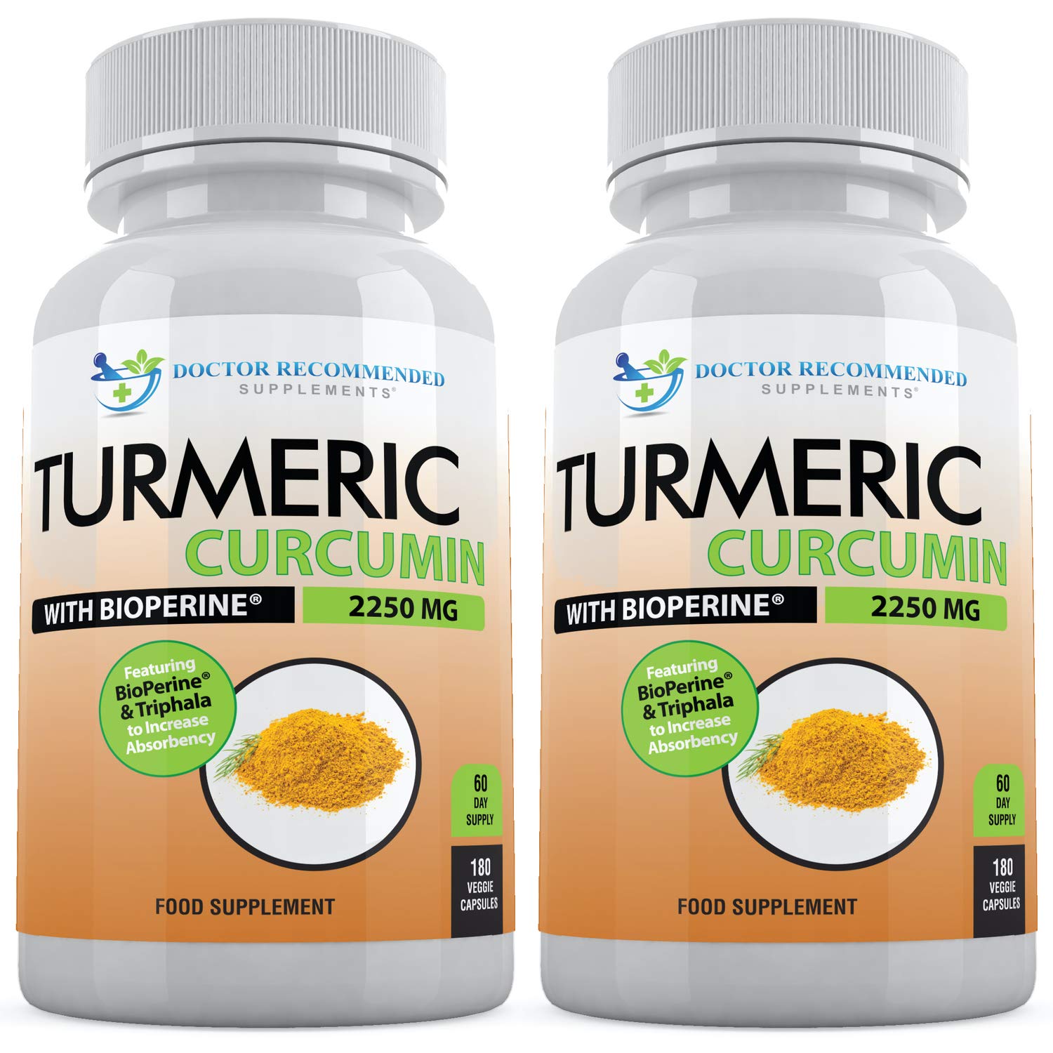 Hero image of Turmeric Curcumin with Bioperine bottles (Pack of 2)