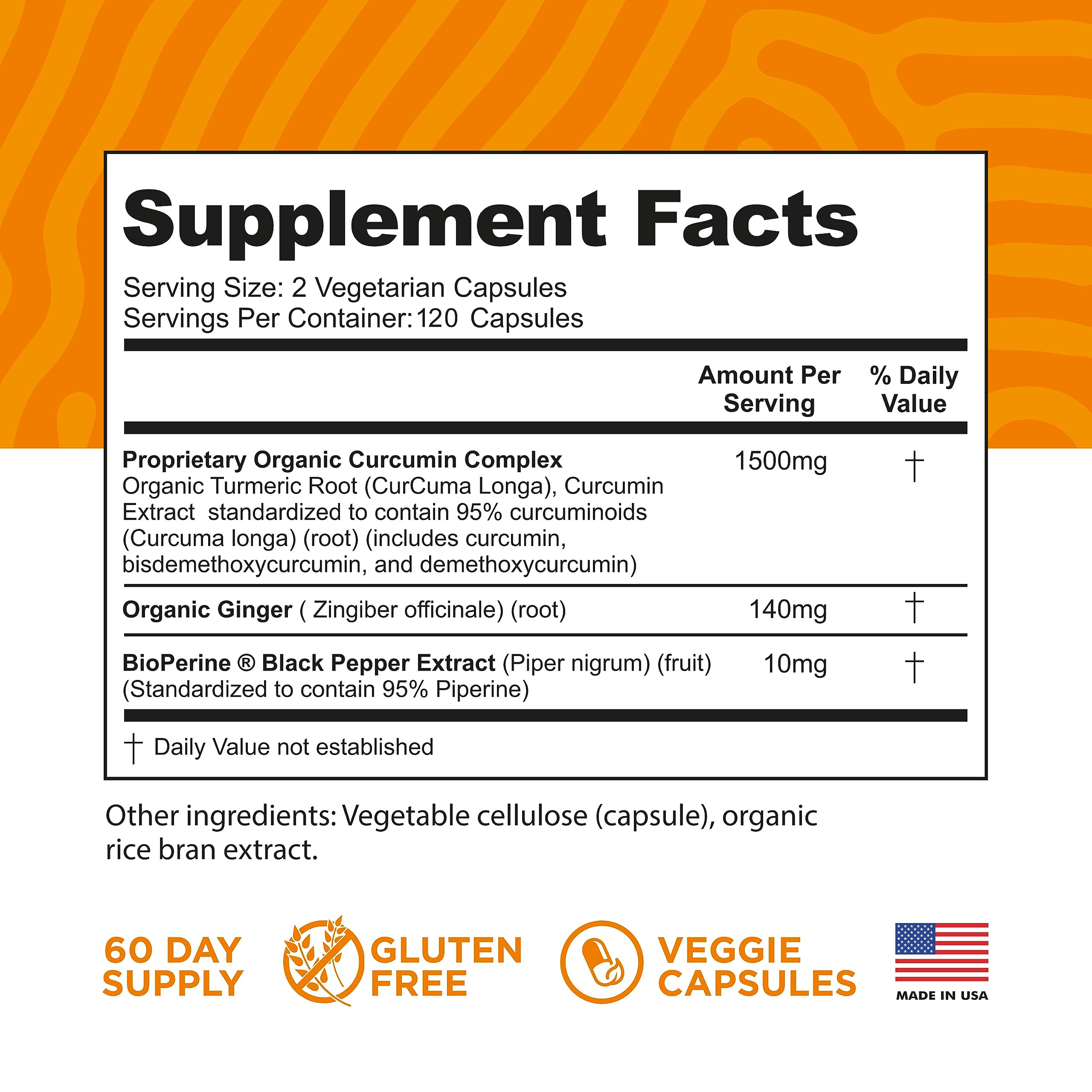 Product pack shot of Turmeric Curcumin with BioPerine and Ginger – USA made