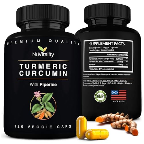 Bottle of Turmeric Curcumin with Black Pepper Extract capsules