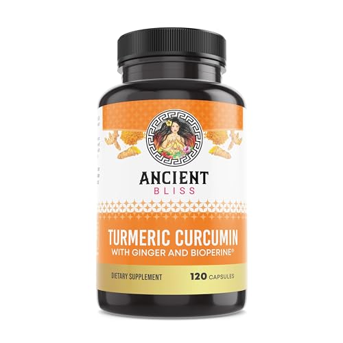 Turmeric Curcumin with Black Pepper and Raw Ginger Root Powder capsules by Ancient Bliss, 120-count