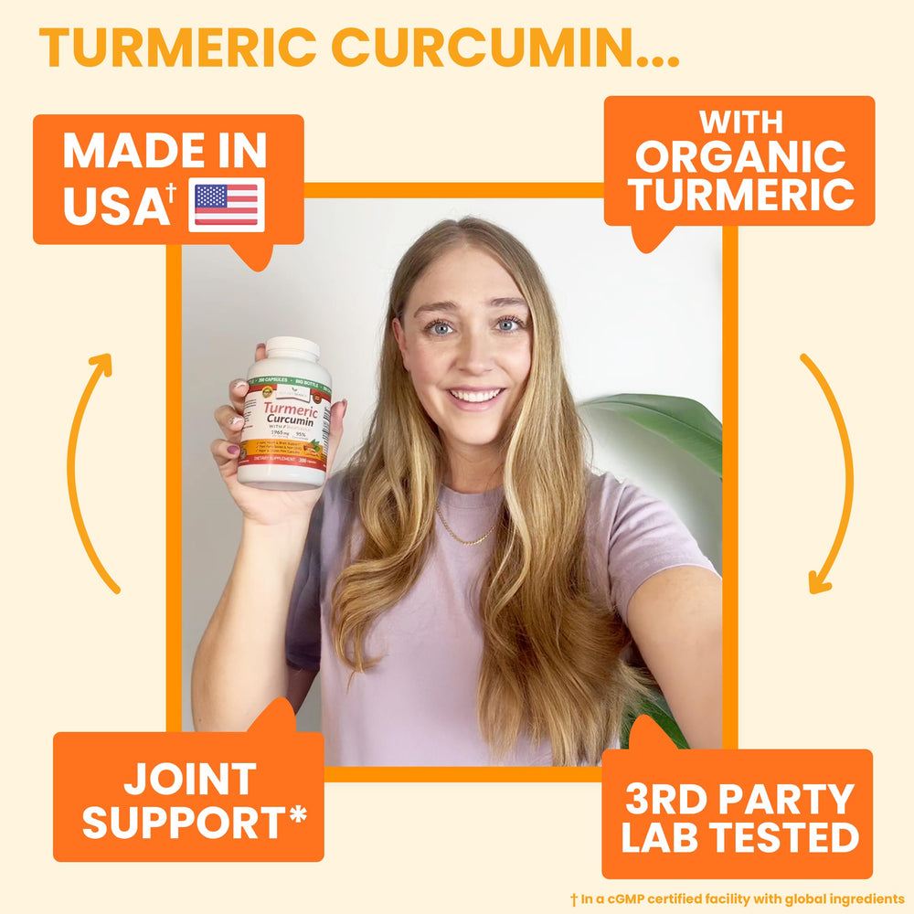 Back panel of Turmeric Curcumin bottle with supplement facts