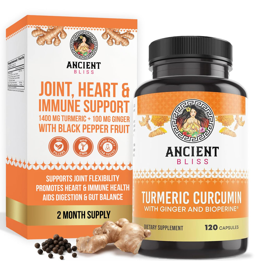Turmeric Curcumin with Ginger and Bioperine capsules by Ancient Bliss, 120-count