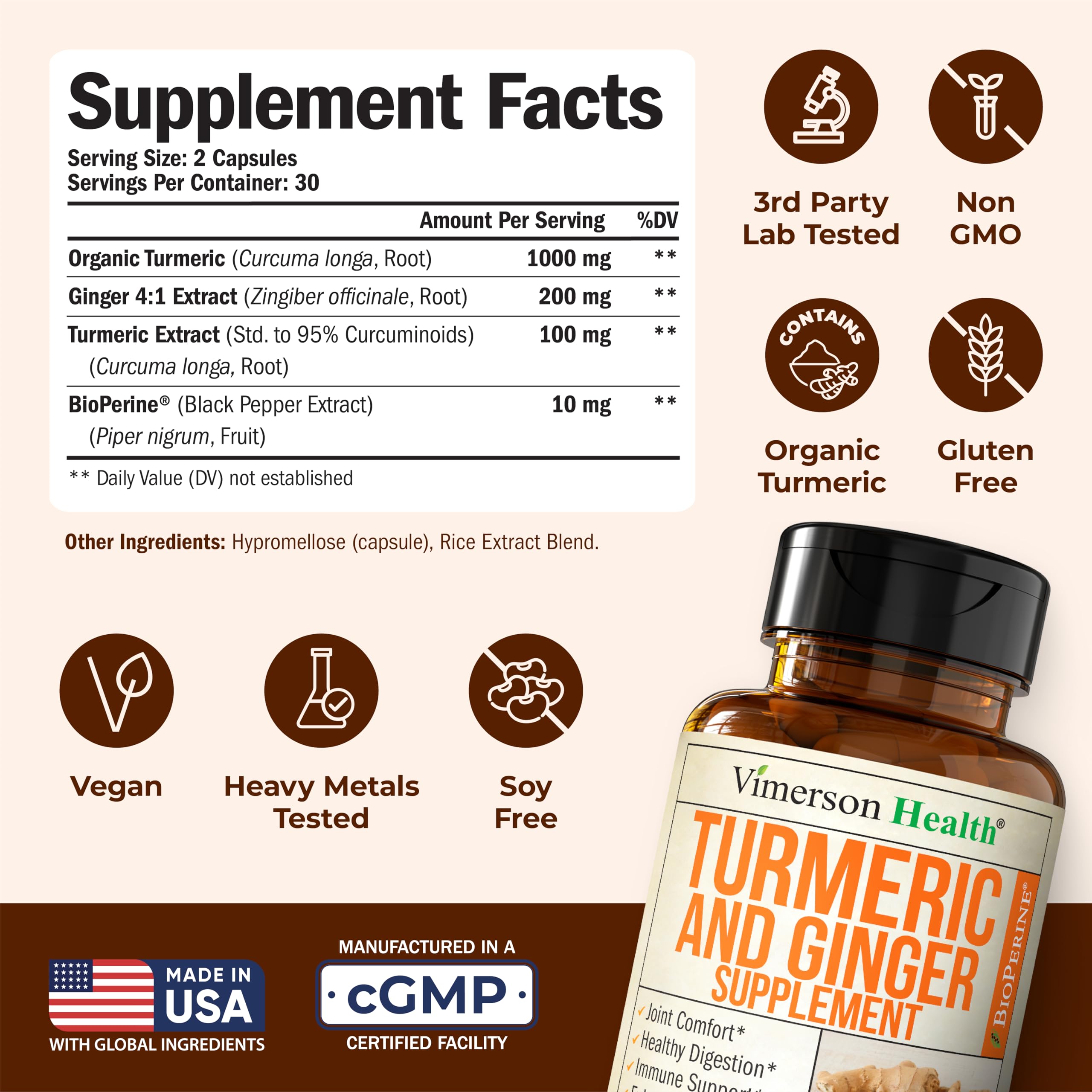Digestive health concept with turmeric and ginger