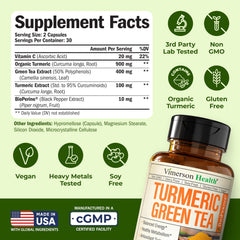 Close-up of turmeric powder and 95% curcuminoids