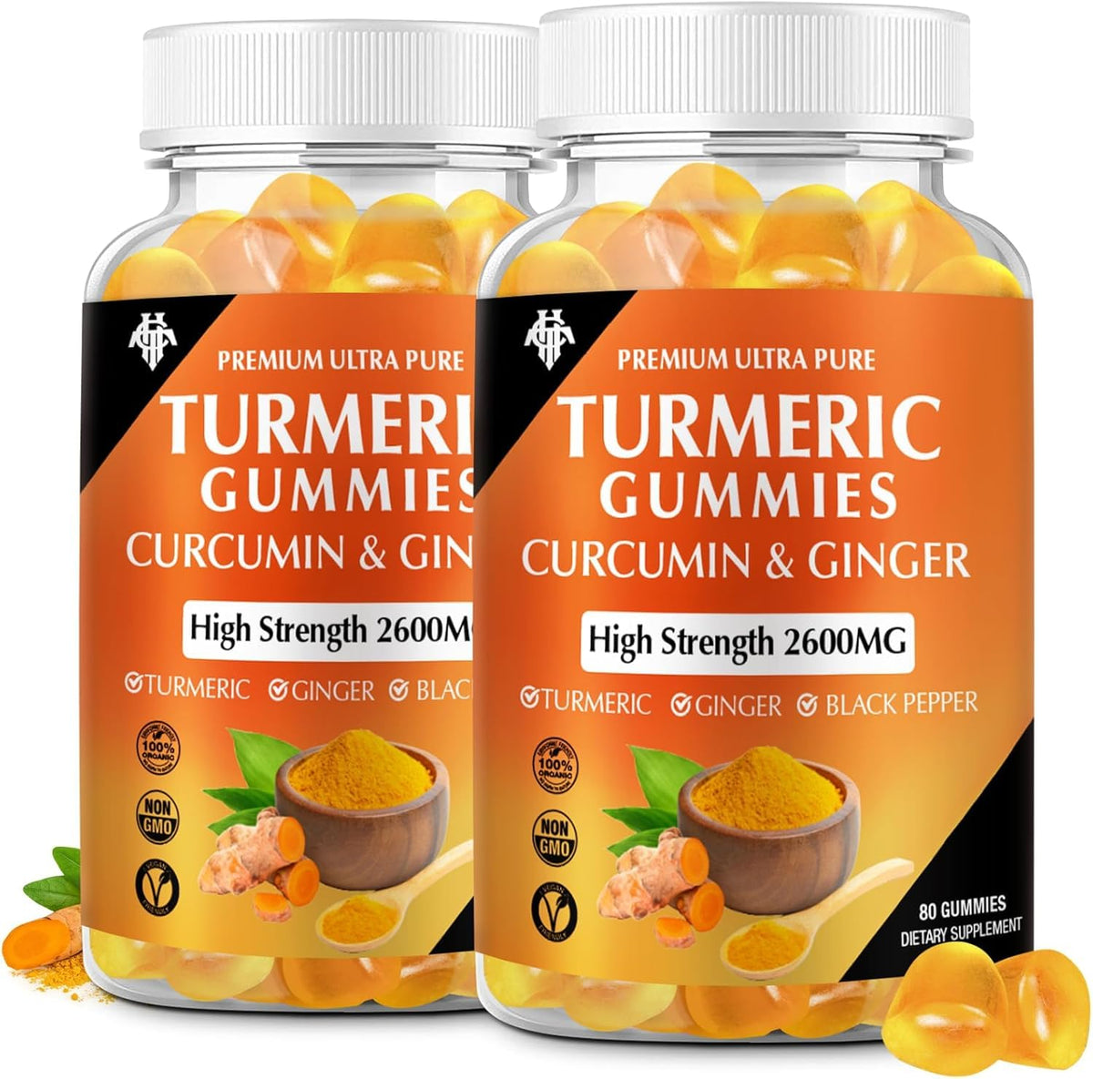 CHANUBITO Turmeric Curcumin Gummies bottle label – 2 pack