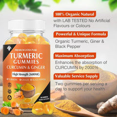 Close-up of orange turmeric curcumin gummies