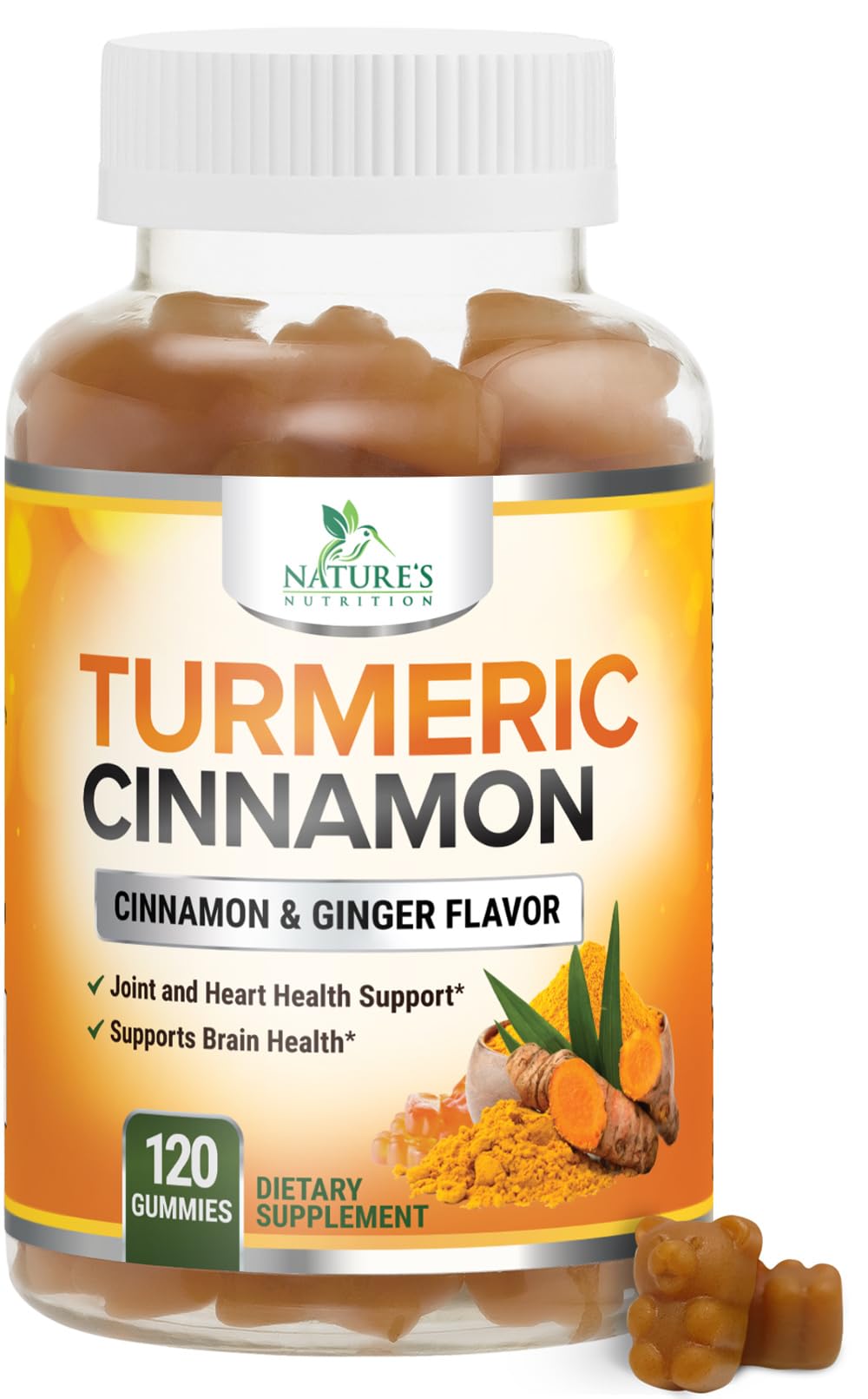 Turmeric Curcumin Gummies bottle label – 120 gummies, 95% curcuminoids