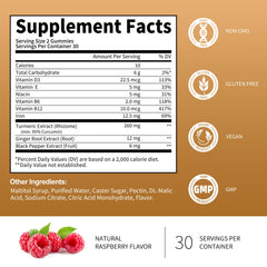 Ingredients of turmeric curcumin gummies with black pepper and ginger