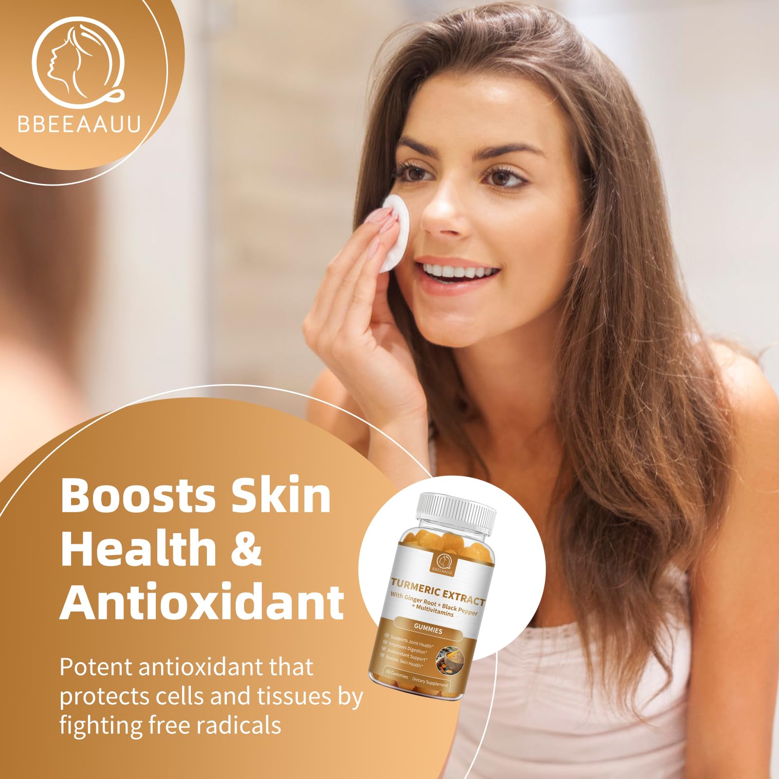 Health benefits graphic for turmeric curcumin gummies